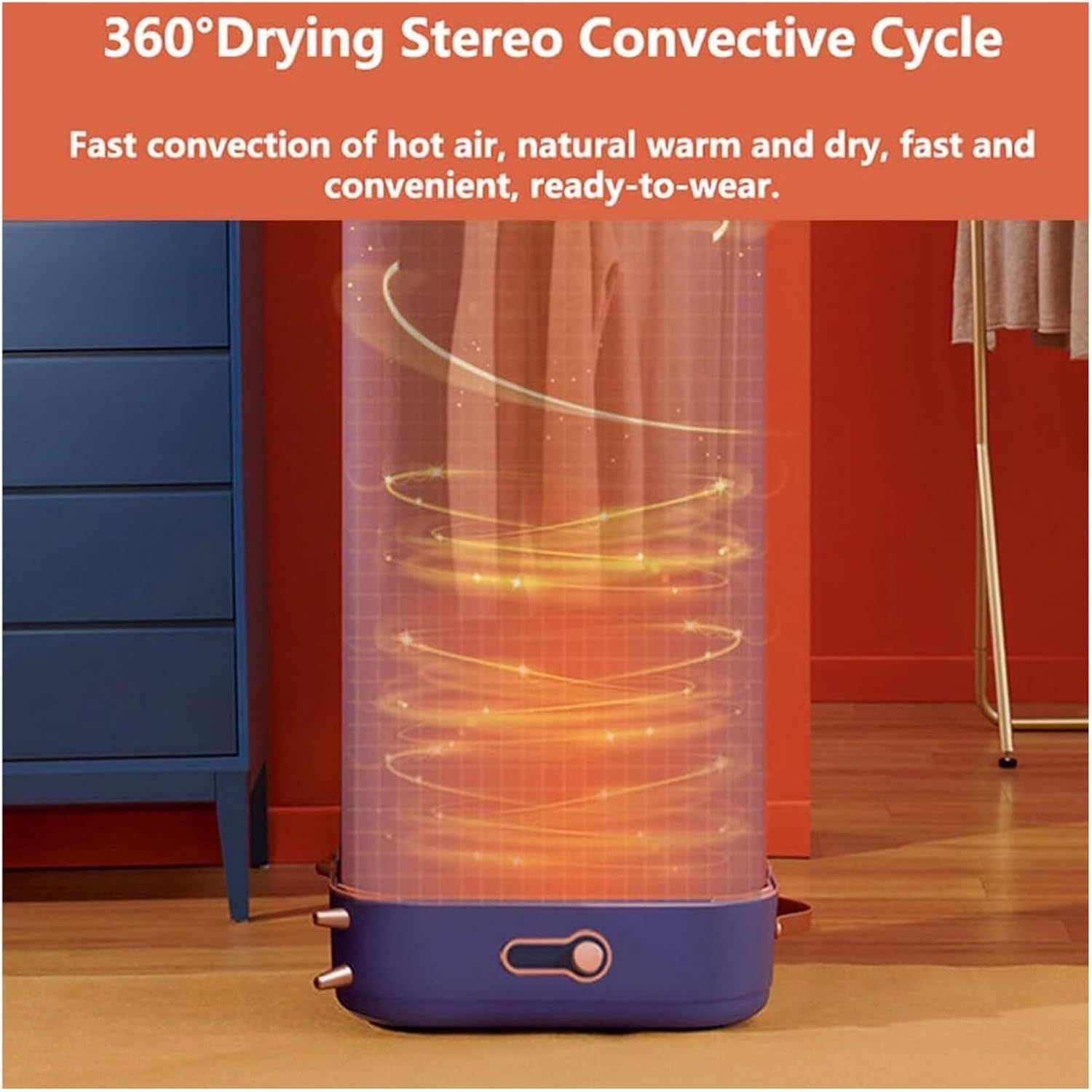 Home Portable Dryer, Fully Automatic Clothes Dryer with Built-In Towel Rack, Household Clothes And Fabric Ironing Machine