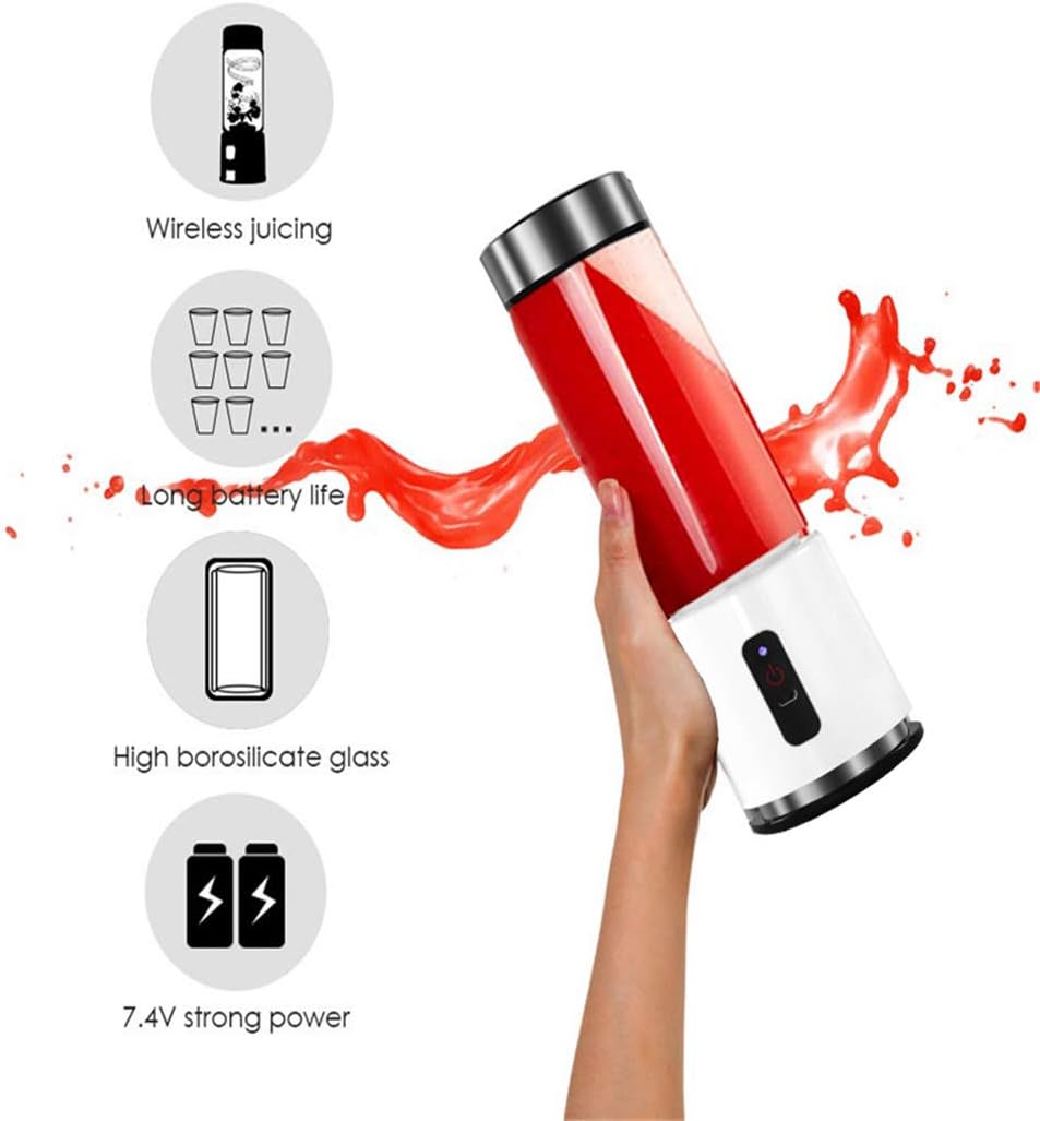 Portable Blender, Mini Blender Smoothie Maker with USB Rechargeable Electric Blender Professional Commercial for Vegetables and Fruit Smoothie Maker Blender Food Processor 4000Mah 380Ml