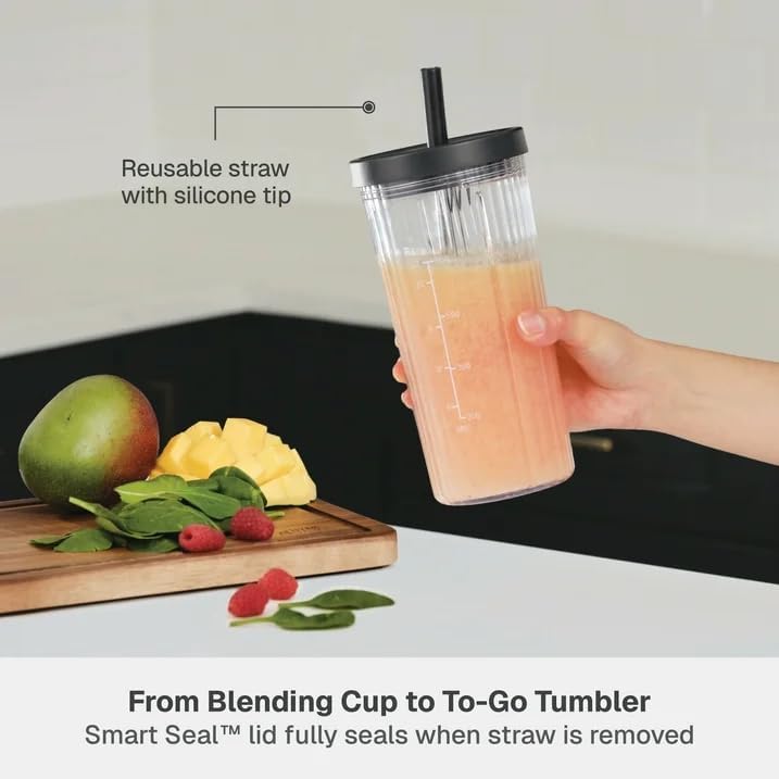 Thymes & Tables Countertop Blender Duo SmartCrush Tech 1100W with 57oz Pitcher & 25oz Cup, Smart Seal Lid, Vortex Blending, Pulse Mode, Dishwasher Safe, Ice Crush, Smoothie Preset (Slate Gray)