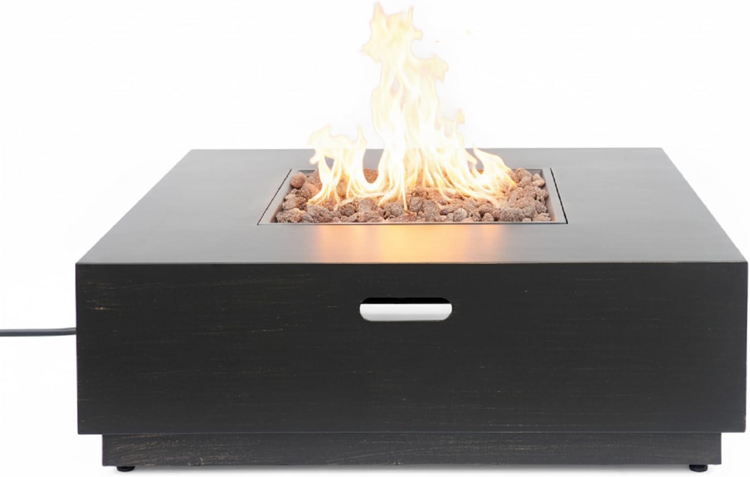 40 Inch Square Propane Fire Pit Table, Outdoor Brown and Gold Iron Fire Pit for Patio, Wellington Style Gas Fire Pits with Spacious 40