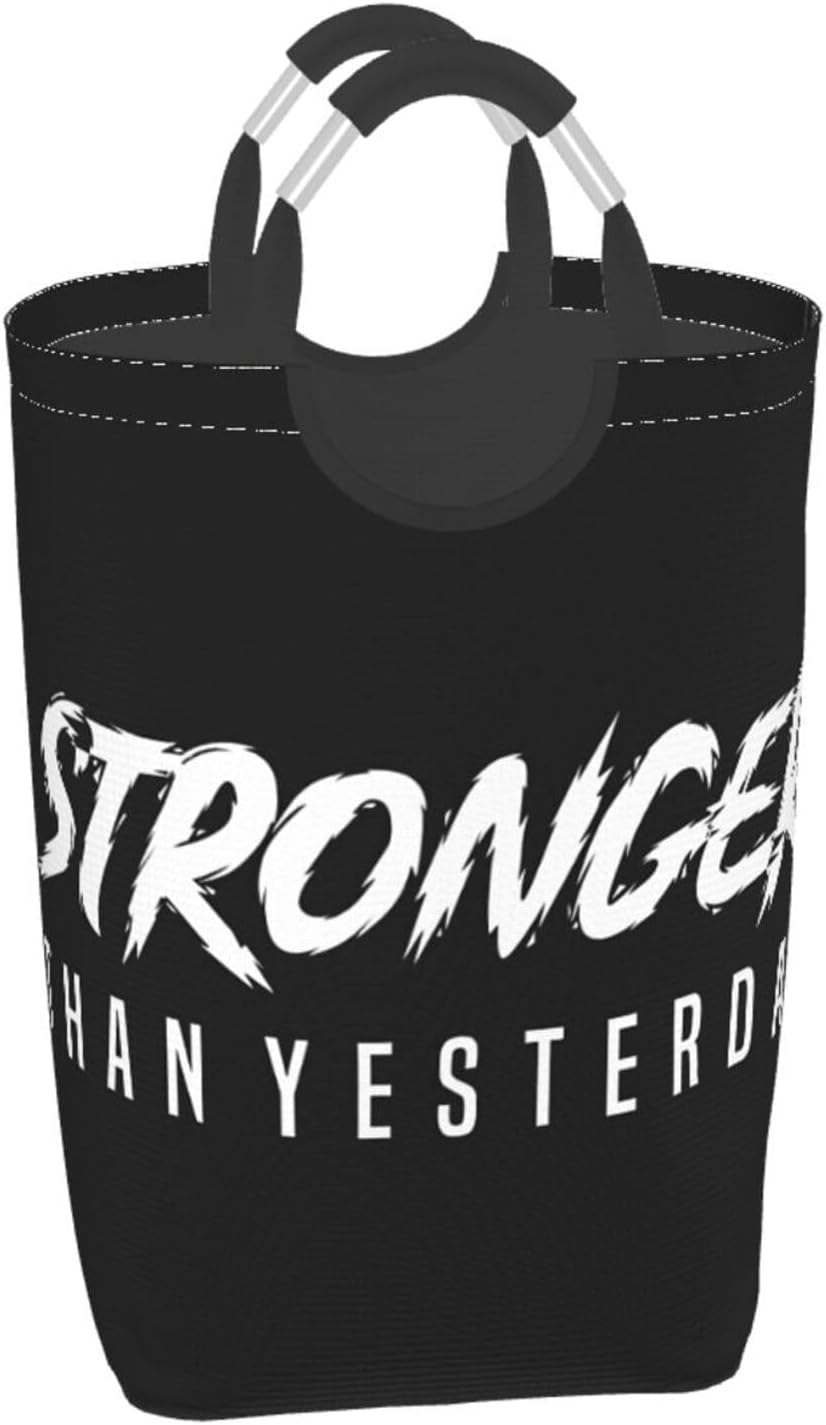 Stronger Than Yesterday - Bodybuilding ​50l Collapsible Laundry Basket With Soft-Grip Handles - Foldable Clothes Hamper For Home, Dorm & Rv Storage​