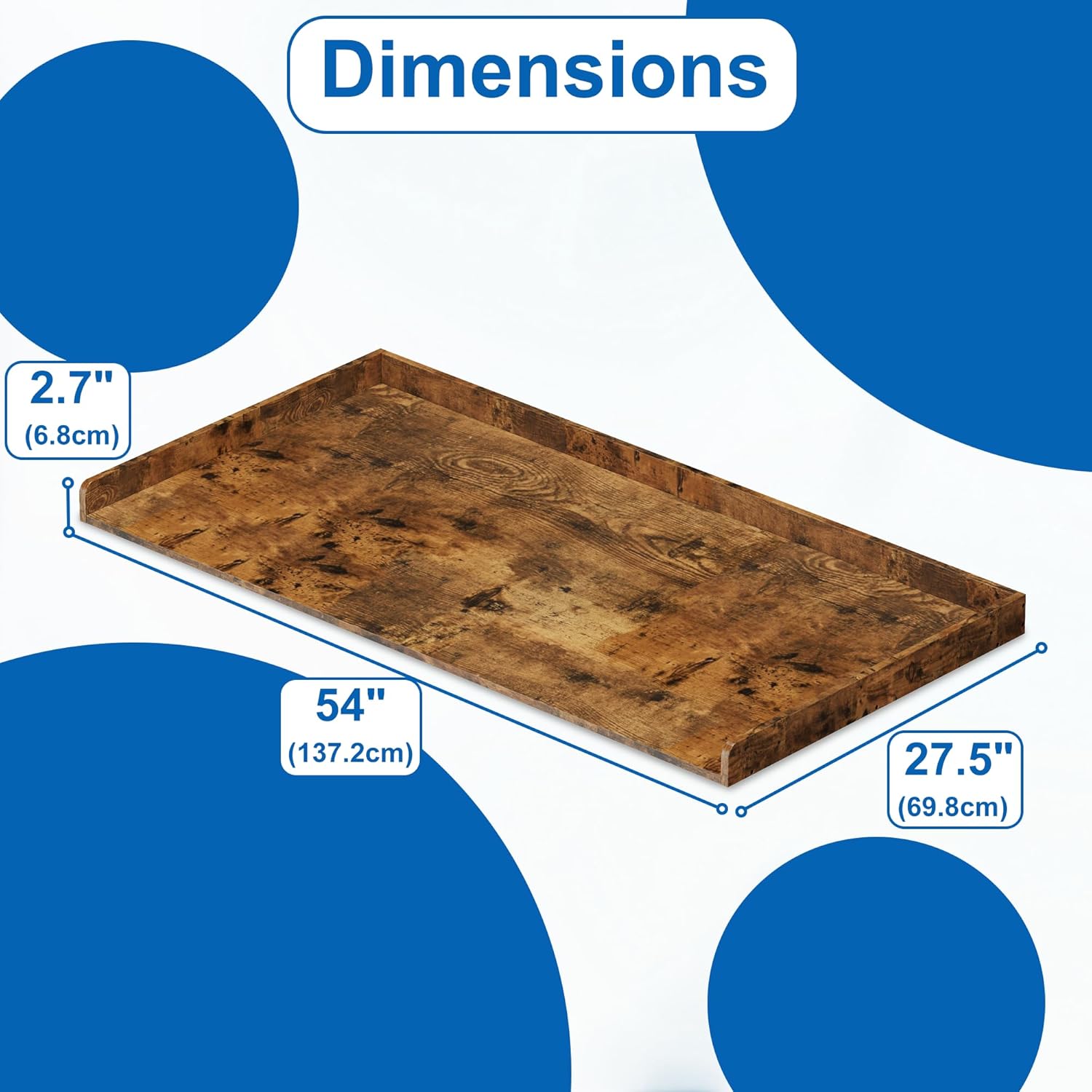 efluky Washer Dryer Countertop, Wood Countertop with Edge Rails for Laundry Room Organization and Storage, Washer Dryer Topper for Laundry Room, 27.5