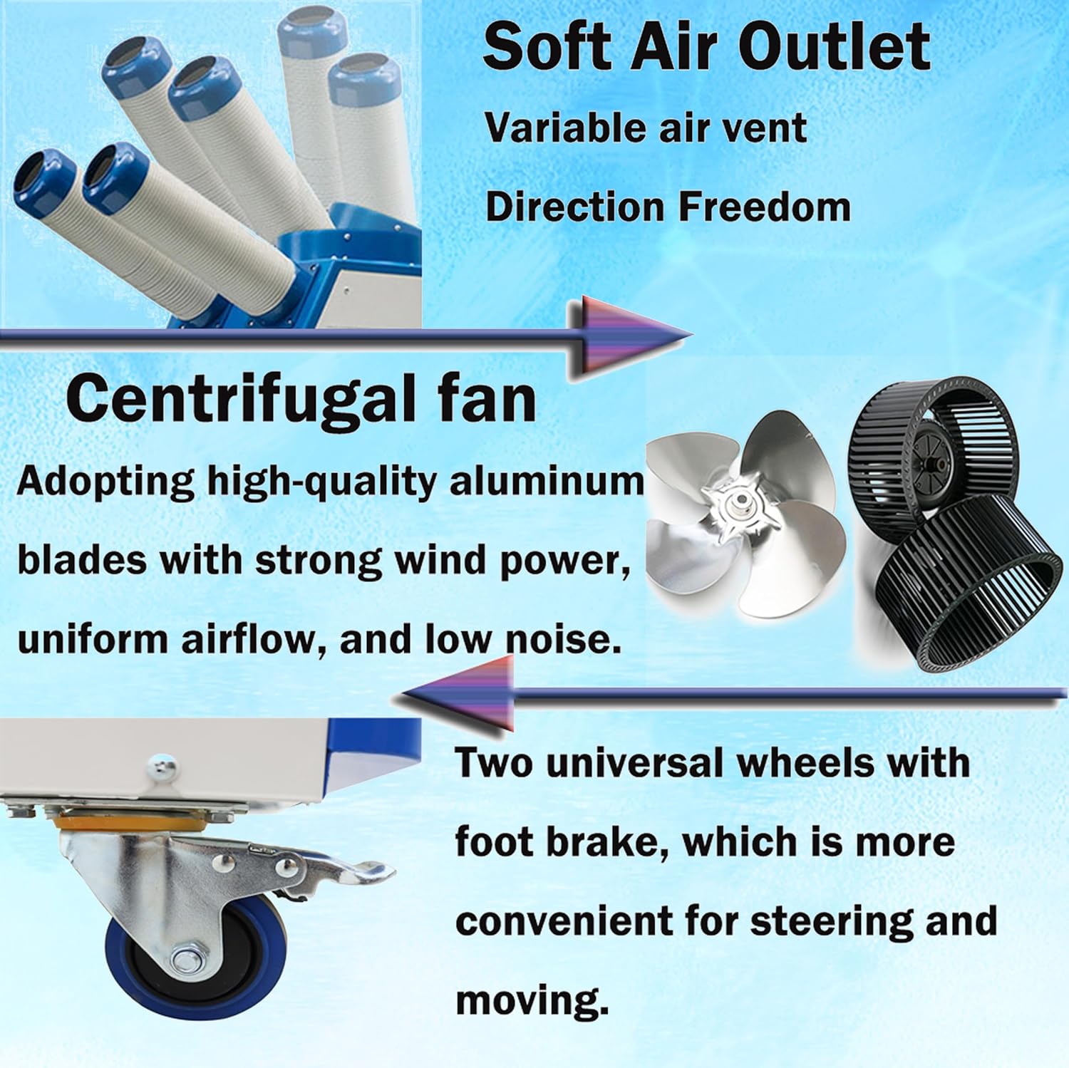 220V Commercial Industrial Air Conditioner Portable Industrial Spot Cooler Mobile Air Conditioner 780m³/h