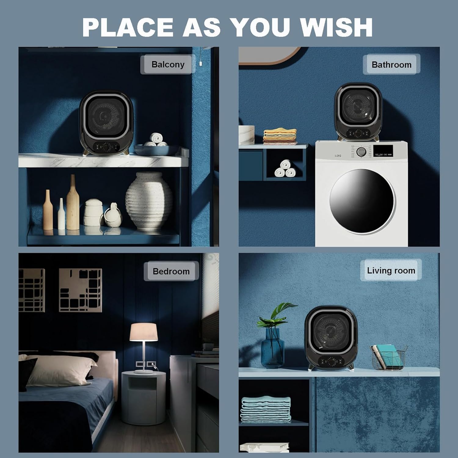 Compact Portable Tumble Dryer Condenser,with Dual Temperature Control Probe,Small Condenser Spin Dryer With 0.8kg Load Capacity,Stainless Steel Tub,for Counter Top Use for Small Spaces(C)