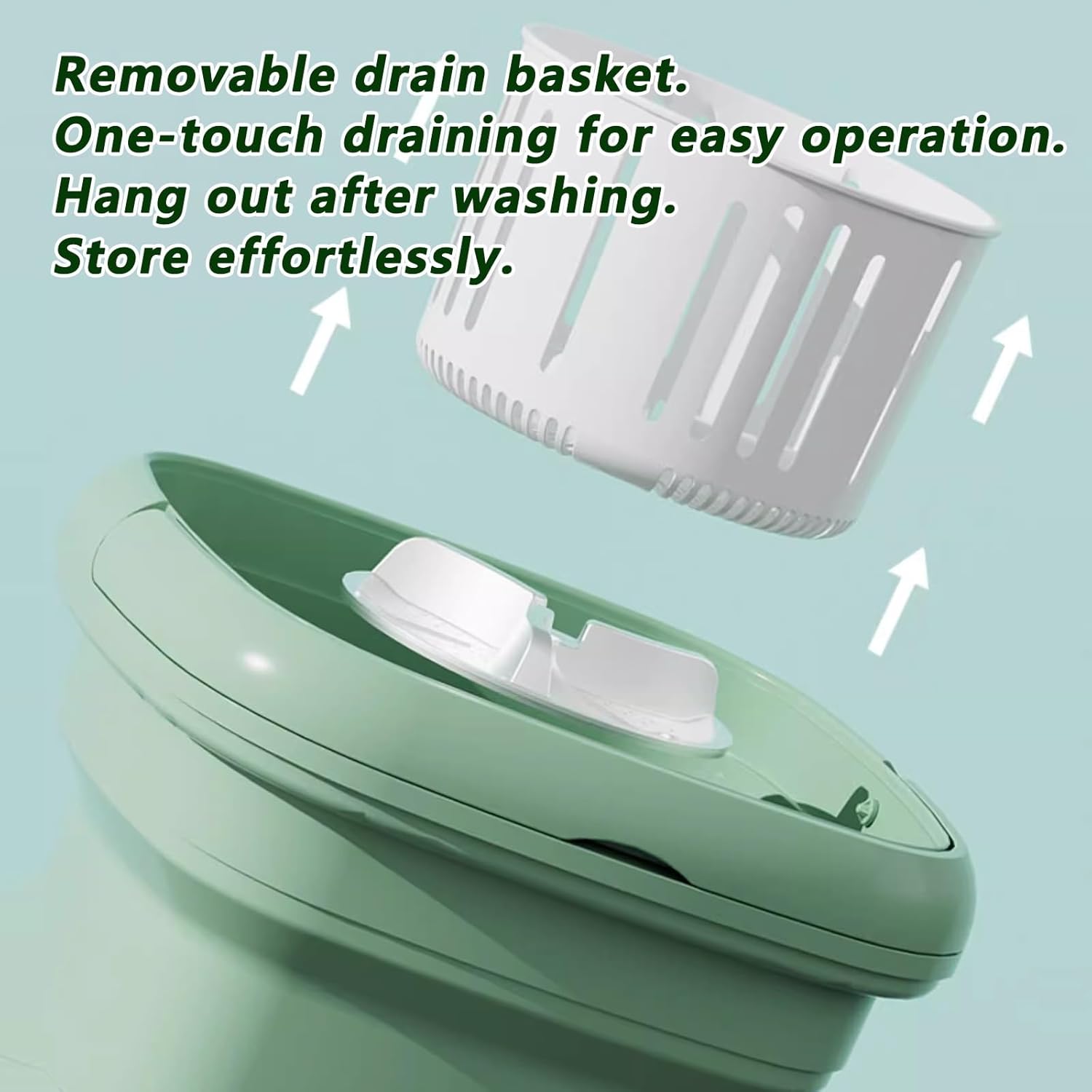 Bucket Washing Machine Underwear Washing Machine 2.8 L Large Capacity 36 w Powerful Motor 3 Cleaning Modes Suitable for Small Clothes(Green)