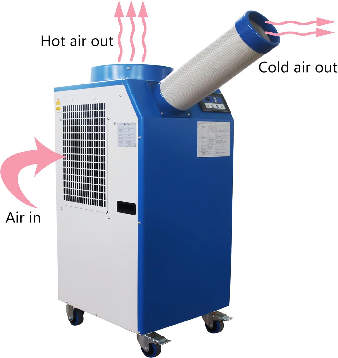 Industrial Air Conditioner Portable Mobile Spot Cooler Industrial Grade Commercial Indoor Outdoor Air Cooling Machine 110V 1400W