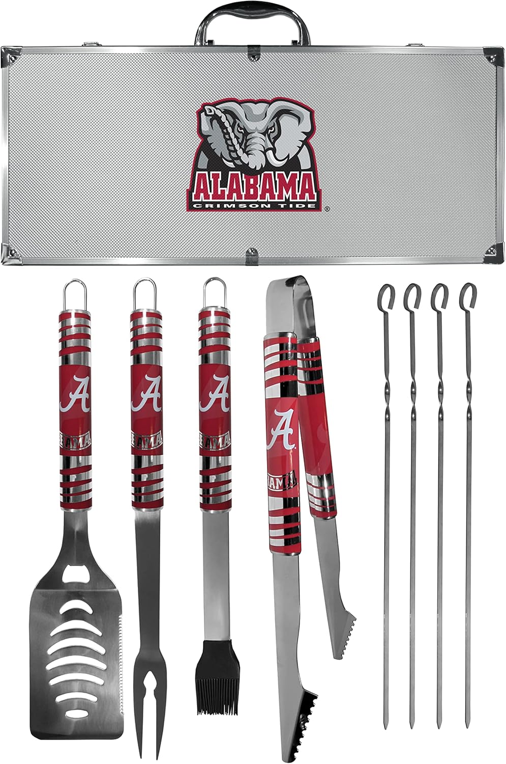 NCAA Siskiyou Sports Fan Shop Alabama Crimson Tide Steel Tailgater BBQ Set w/Case 8 piece Gray
