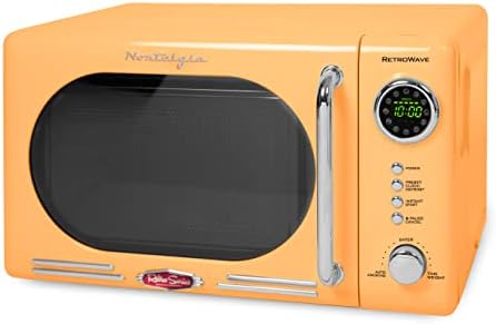 Nostalgia Retro Compact Countertop Microwave Oven - 0.7 Cu. Ft. & Retro 12-Cup Programmable Coffee Maker With LED Display