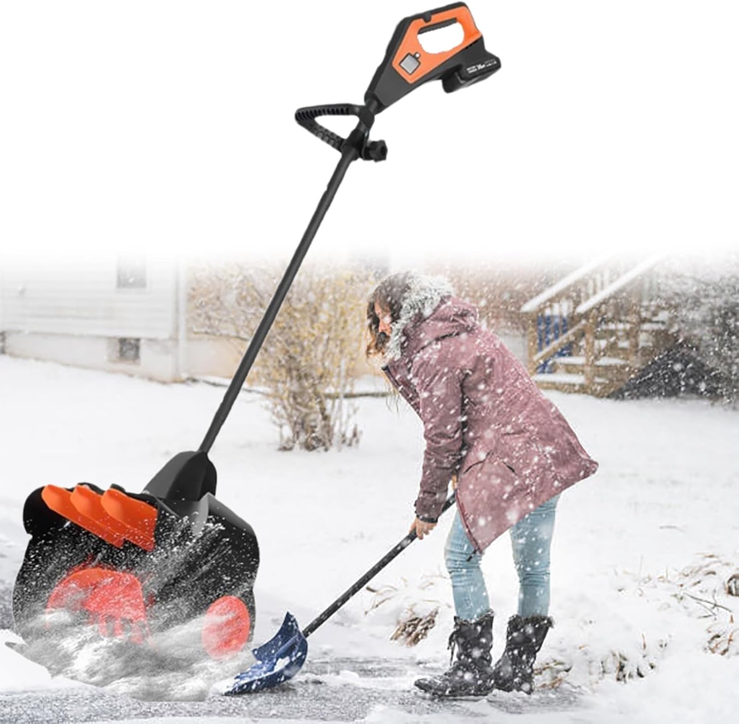 Cordless Electric Snow Shovel, Brushless Motor, 41cm Width, with 2 Battery and Charger, Cordless Snow Blower, for Driveway, Patio, and Deck Clearing