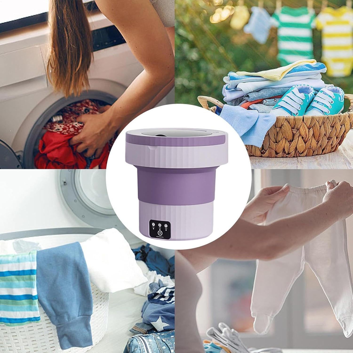 Household Portable Washer - Folding Laundry Machine, Underwear Washer | Compact Washer For Light Clothing, Toddler Apparel, Ideal For Student Dorms, Easy Washing For Small Clothes And Underwear