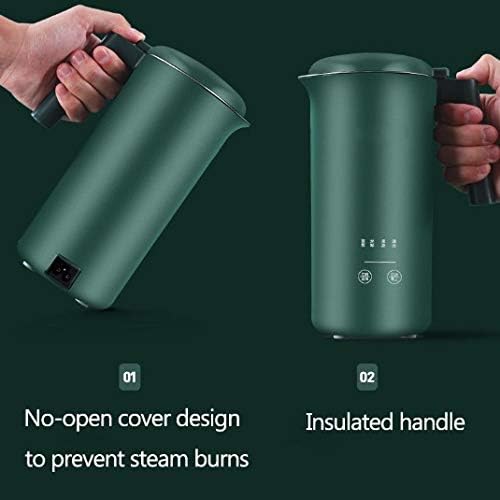 Soymilk Maker Machine Electric Juicer Blender Heatable Soya-Bean Milk Rice Paste Maker Free-filter Automatic Clean 350ml(Gray)