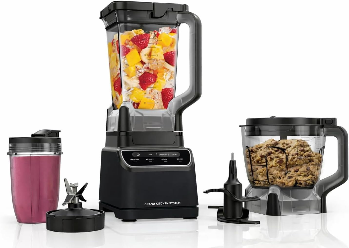 Ninja Grand Kitchen System Blender, 1200W, 72 Oz Pitcher, 8-Cup Food Processor, 4 Preset Programs, 3 Speeds – Smoothies, Dough, Chop & Extract, Auto-iQ Technology, BPA-Free, Dishwasher Safe, Black