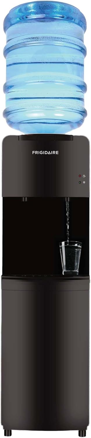Frigidaire EFWC498 - Top Loading Cooler Dispenser -Hot & Cold Water - Child Safety Lock - Innovative Slim & Sleek Design, Holds 3 or 5 Gallon Bottles - Black