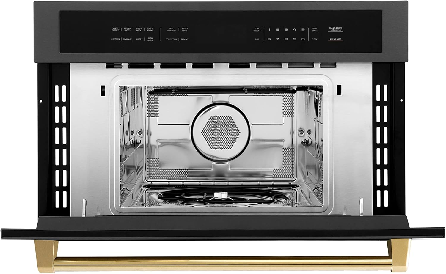 ZLINE Autograph Edition 30” 1.6 cu ft. Built-in Convection Microwave Oven in Black Stainless Steel and Gold Accents