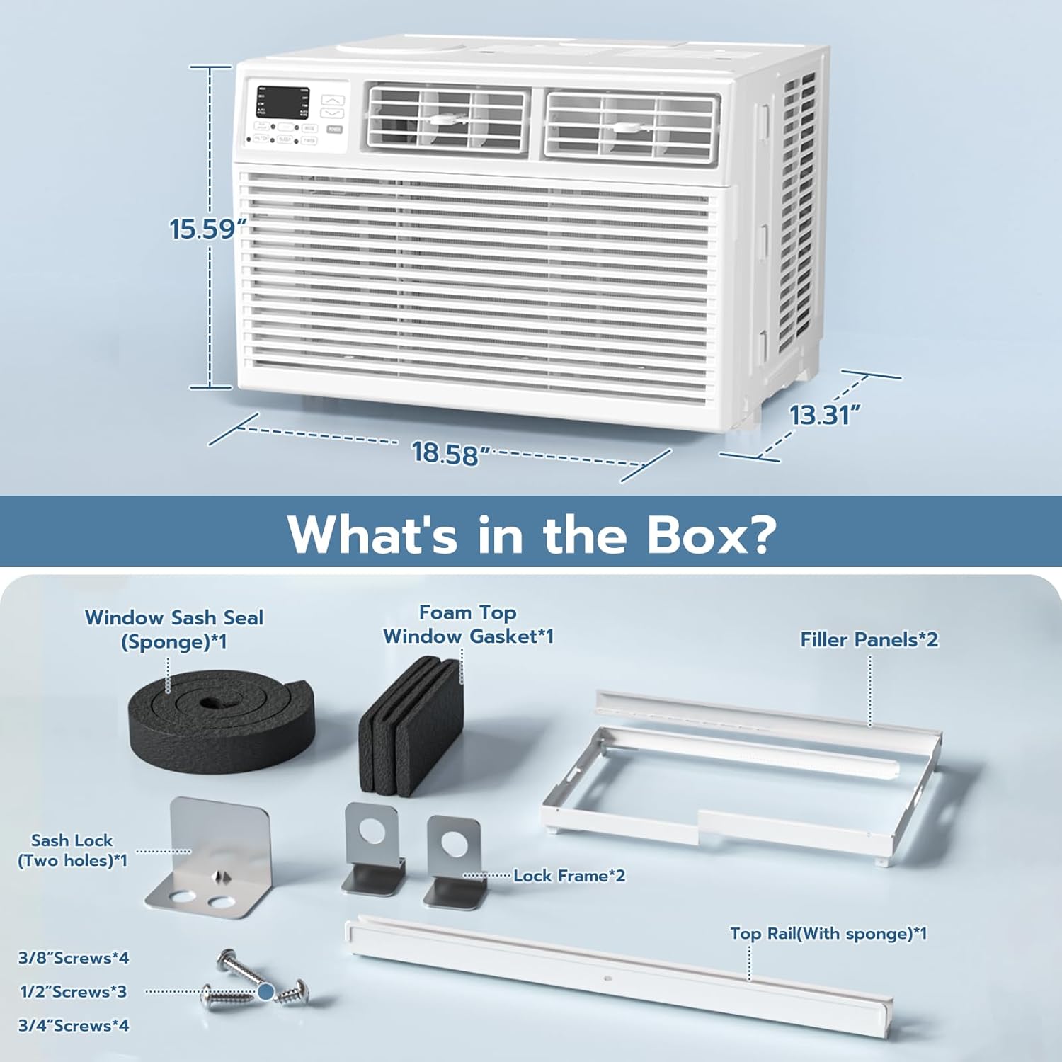 ZAFRO Window Air Conditioners 8000BTU, Cools 350 Sq. Ft,2 Cooling Mode & Fan Speeds,Ultra-Quiet Remote,White