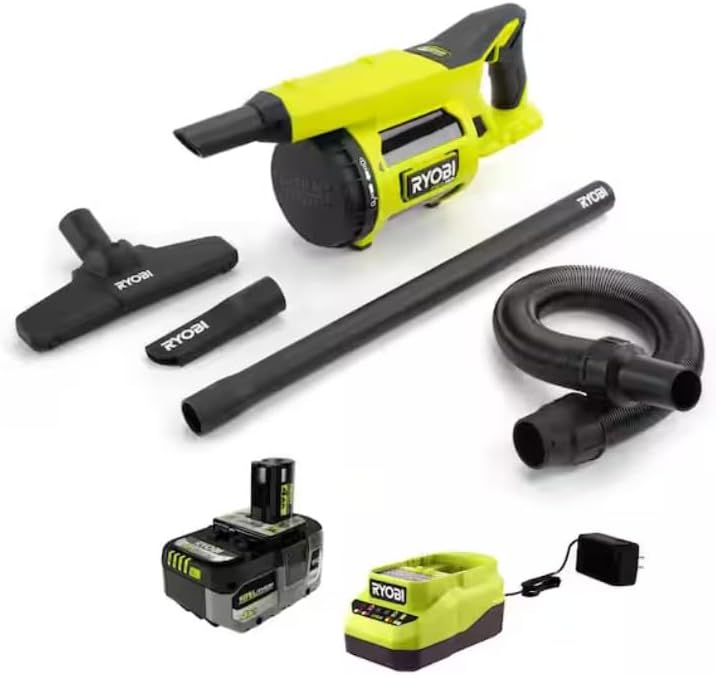 RYOBI ONE+ HP 18V Cordless Hand Vacuum Kit with HEPA Filter, 4.0 Ah HIGH Performance Battery and 18V Charger