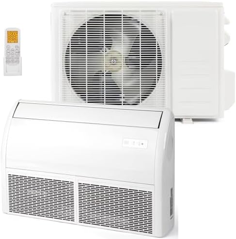 Bonnlo 22200 BTU Floor Ceiling Mounted Air Conditioner with Inverter & Remote Control, 23 SEER2 Ductless Mini Split AC/Heating System with Pre-Charged Condenser, Heat Pump & Installation Kit, 230V