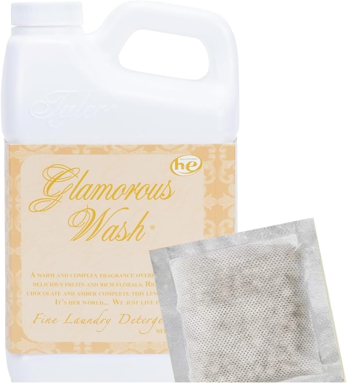 Tyler Candle Fleur De Lis Wash 128 oz (Gallon) Fine Laundry Detergent w/Dryer Sachet Pouch xl