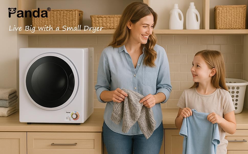Panda Portable Clothes Dryer – 1.5 cu.ft Compact Electric Dryer, 850W, Stainless Steel Tub, 110V – Ideal for Apartments, Dorms & Small Loads