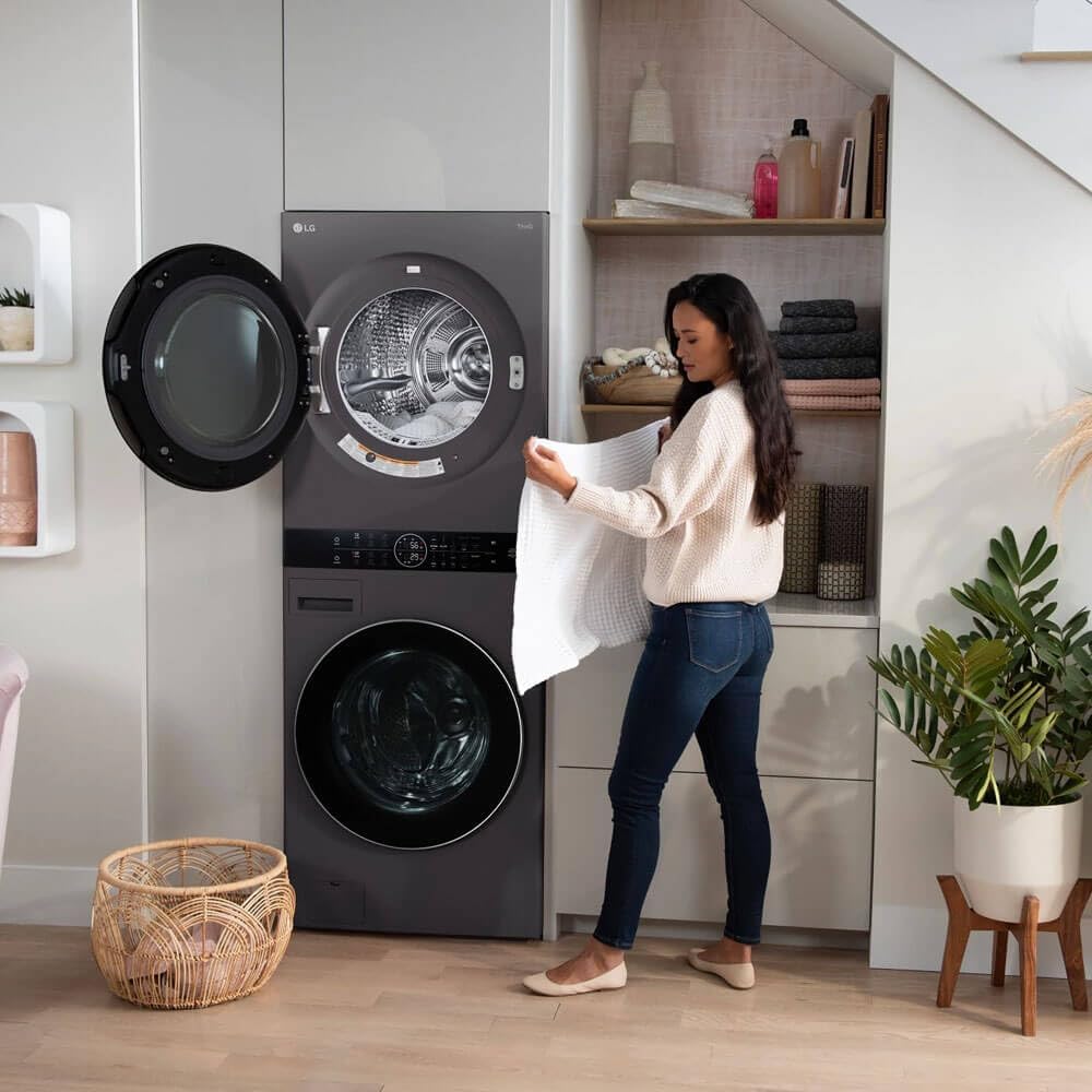 5.0 cu. ft. Washer 7.8 cu. ft. Dual Inverter Heat Pump Ventless Dryer Electric Laundry Center in Black Steel