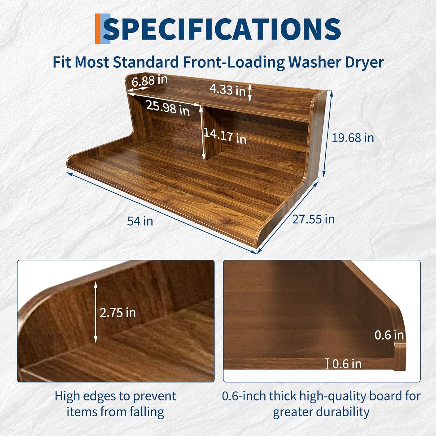 2-Tier Washer Dryer Countertop with 2.75