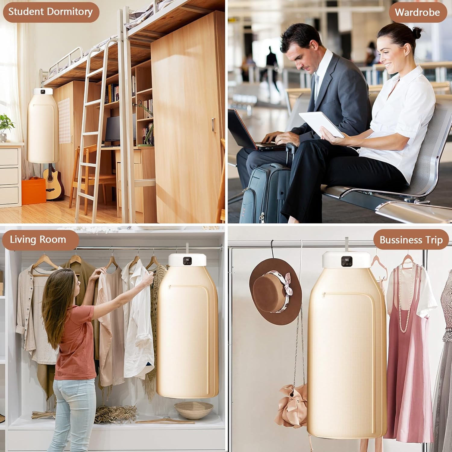 Portable Clothes Dryer, Mini Laundry Dryers with Remote Control, Travel Clothes Dryer for Apartment, RV, Dorm, for Light Clothes, Underwear, Baby Clothe