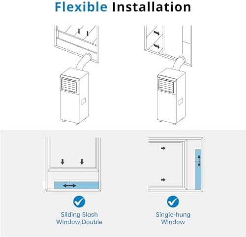 Coolness with Portable Air Conditioner - 8000 BTU Cooling Power, Quiet Operation, Dehumidifier, Sleep Mode, and Remote Control