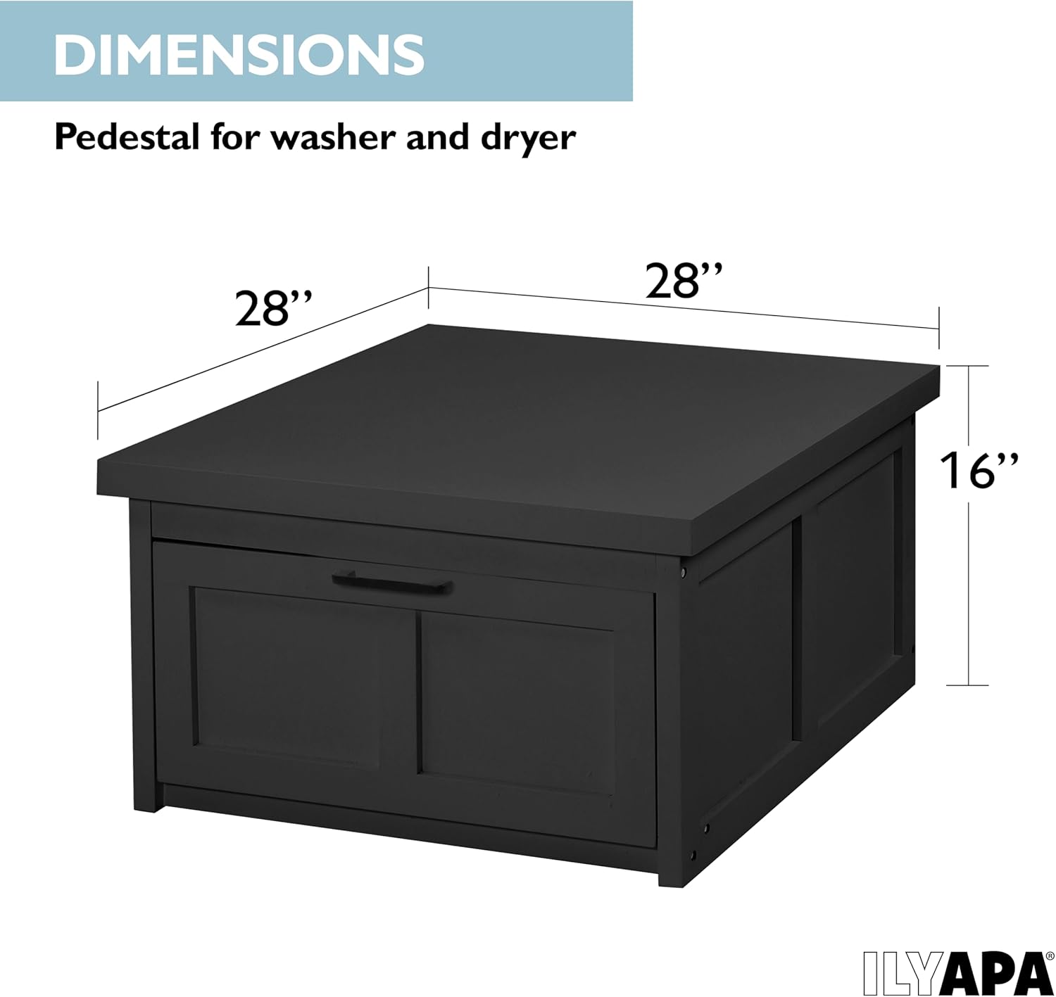 Ilyapa Washer and Dryer Stand - 28x28x16 in. Universal Laundry Pedestal, with Drawer - Washing Machine Base Compatible with Samsung, LG, GE, Maytag