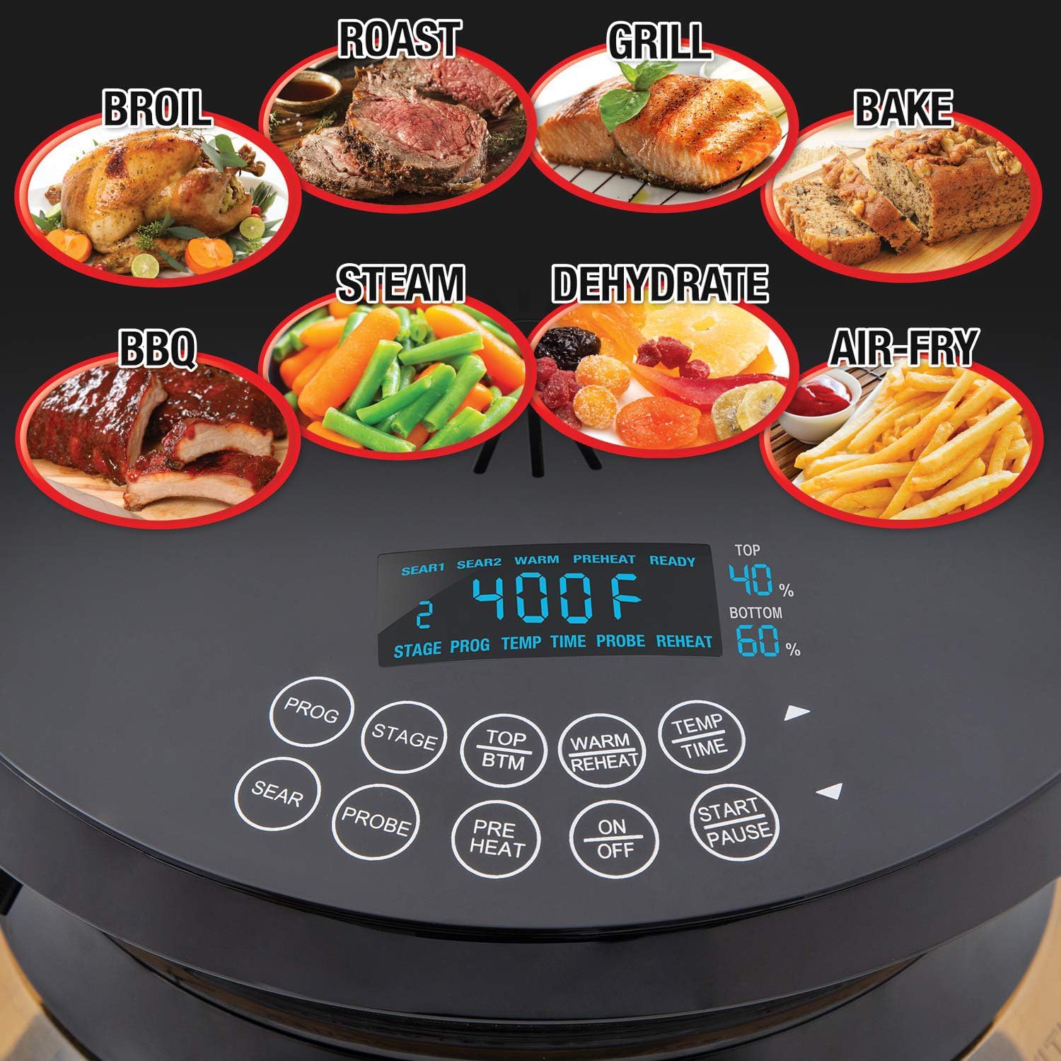 Nuwave Primo Grill Oven PFAS Free Countertop Oven with Convection Top & Grill Bottom, Smart Thermometer, Perfect for Cooking Frozen or Fresh with Surround Heat for Flawless Results