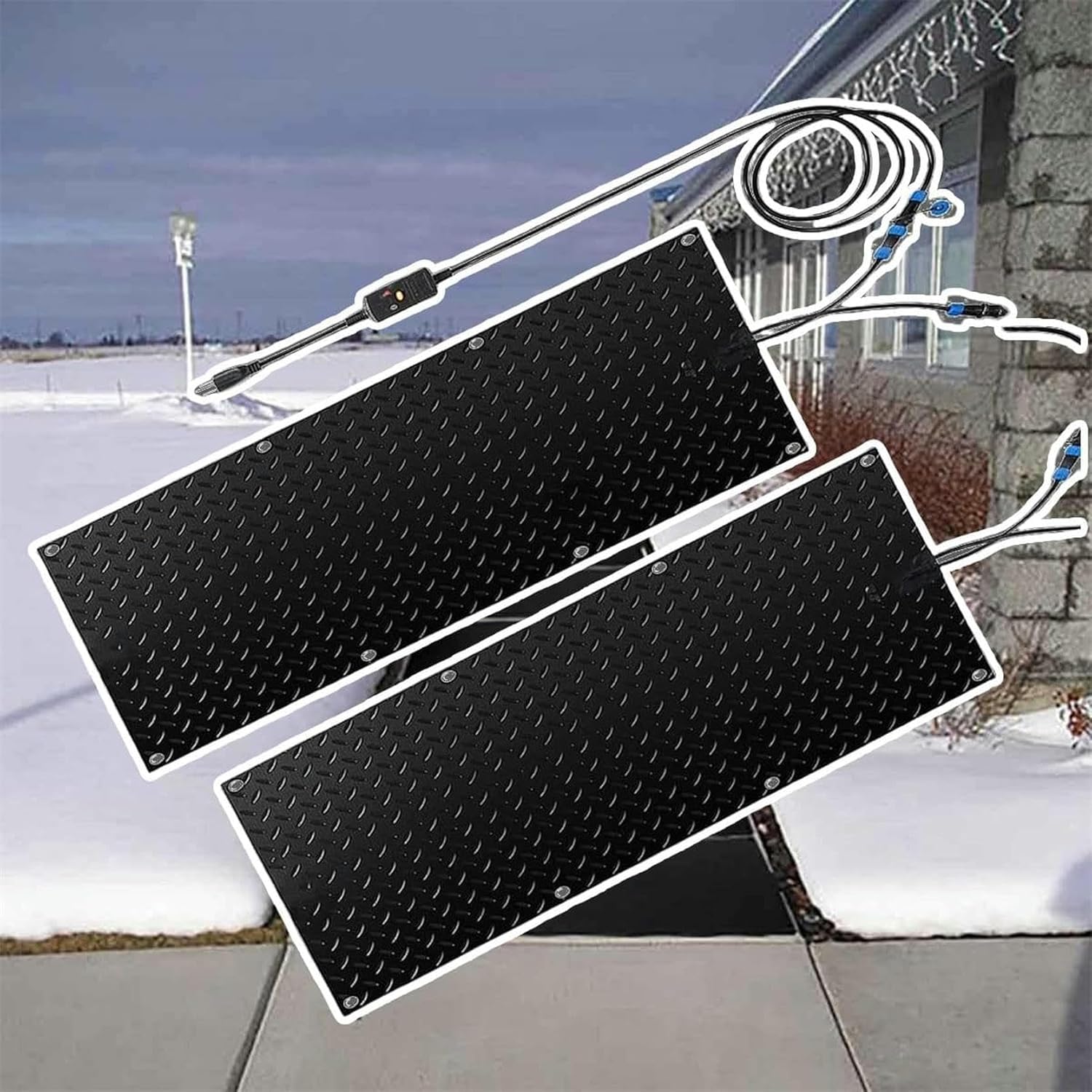 AMNOOL Snow Melting Walkway Mat Roof Heat Panel for Ice Dams Non Slip Rubber Heated Mat Black Roof Heated Outdoor Mats for Winter