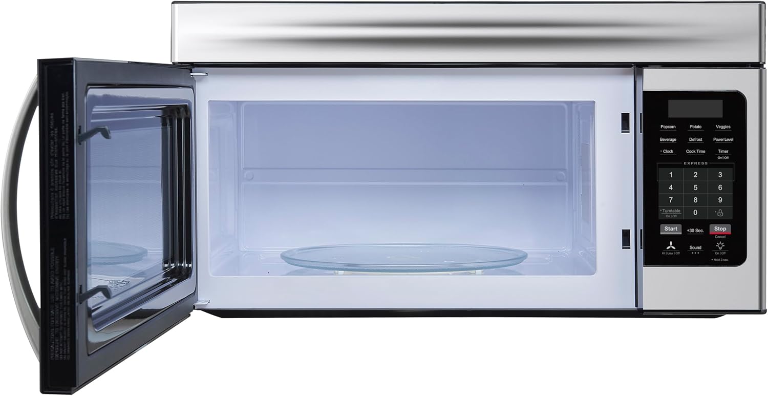 FORNO Scalo 30” Over-the-Range Microwave in Stainless Steel – 1.6 cu.ft. Capacity, 300 CFM Ventilation System, Touch Control Panel, LED Lighting, Multiple Cooking Presets – FOTR3007-3