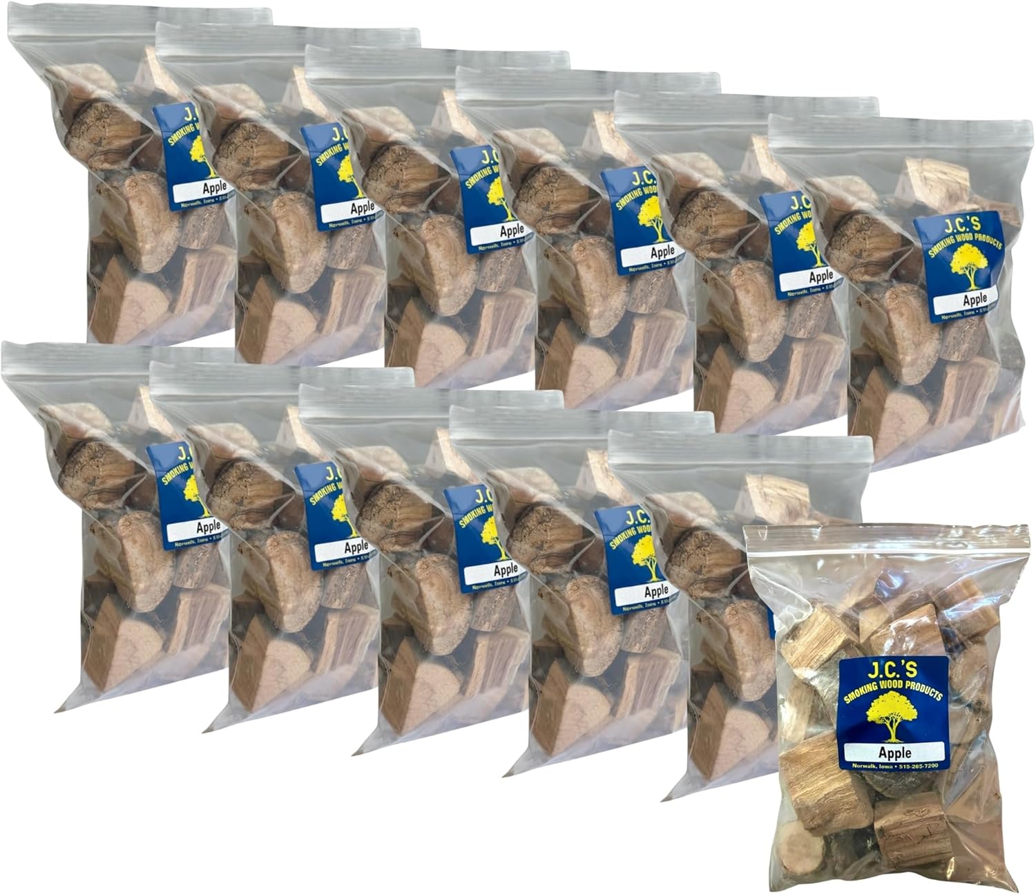 J.C.'s Smoking Wood Chunks - Gallon Sized Bag - Apple 12PK