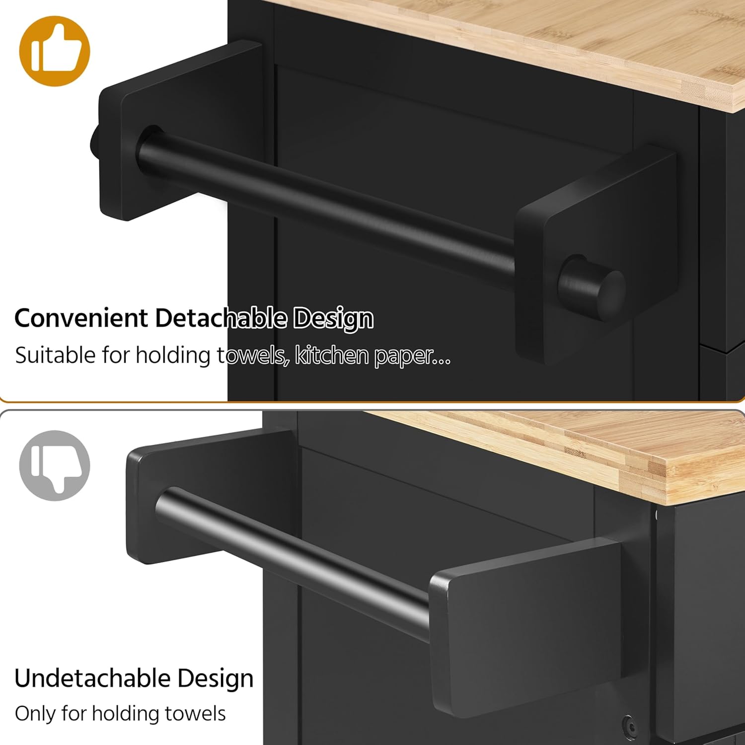 Yaheetech Kitchen Cart with Drawer, Kitchen Island on Wheels with Storage Rack & Cabinets, Microwave Cart for Kitchen with Storage, Rolling Coffee Cart Station, Black