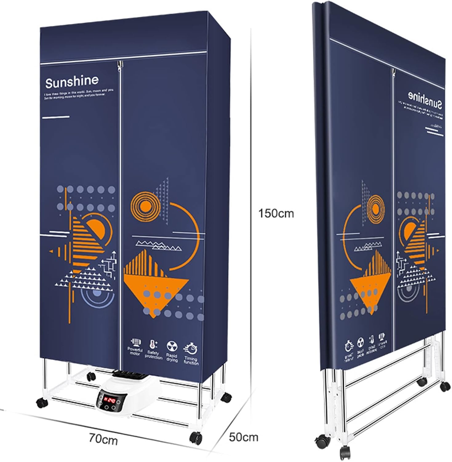 1500W Electric Clothes Drying Rack,Energy-Efficient Electric Clothes Dryer Machine,2 Layers of Space Heated Clothes Drying Pod Cabinet with Adjustable Timer,Low Noise and Negative Ion Purification