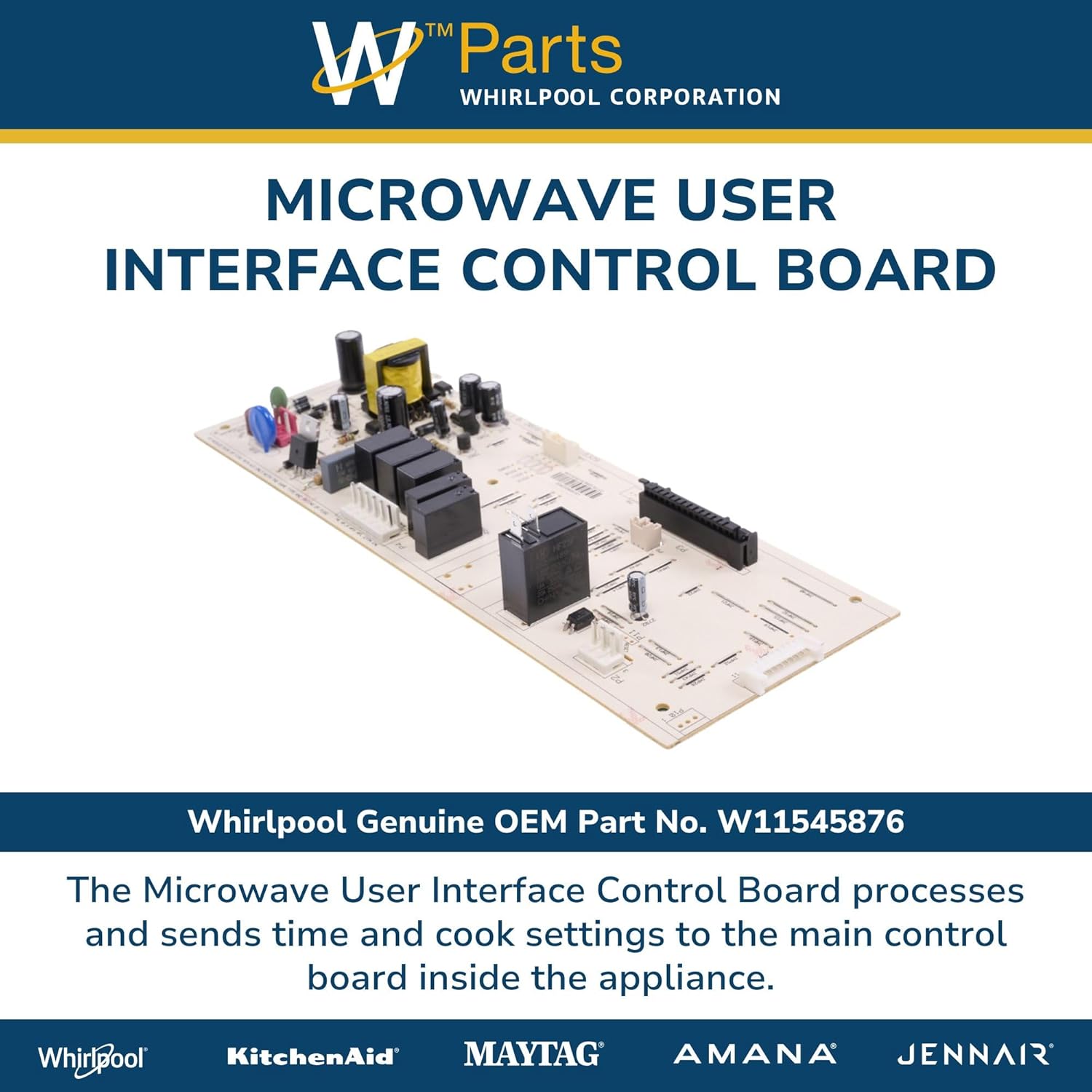 Whirlpool W11545876 OEM Microwave User Interface Control Board, Multicolor