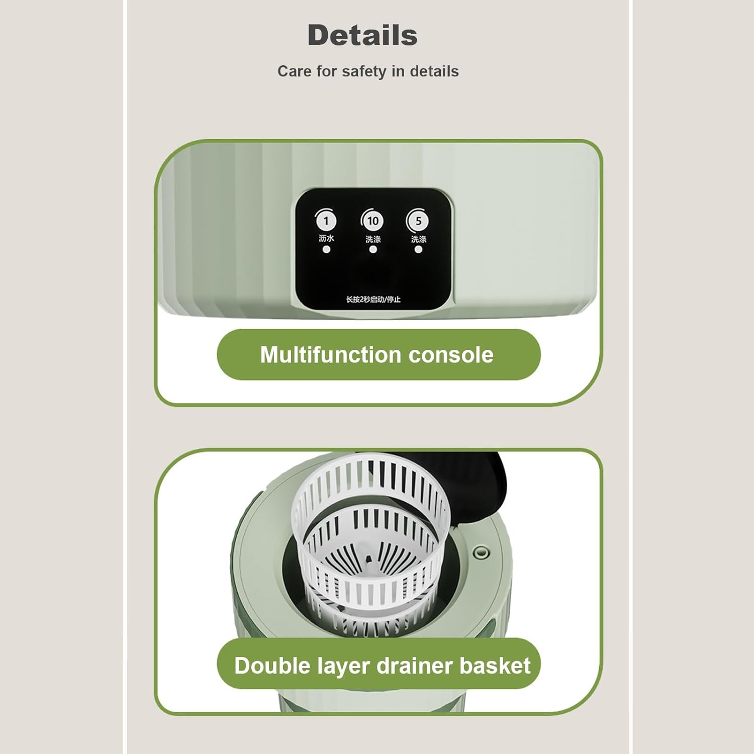 WHYATT Portable Mini Washing Machine Foldable,7L, for Washing Baby Clothes, Underwear Or Small Items,as a Gift for a Child