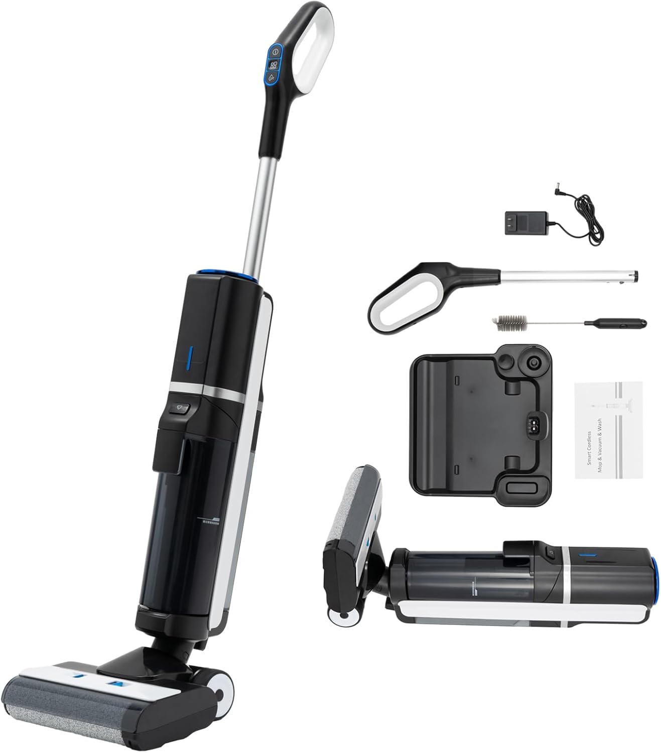 DYRABREST Cordless Vacuum Mop 3 in 1 One-Step Cleaning Wet Dry Vacuum Cleaner Floor Cleaner and Mop Rechargeable Stick Vacuum with Smart Display for Hardwood Floor, Tile and Area Rug