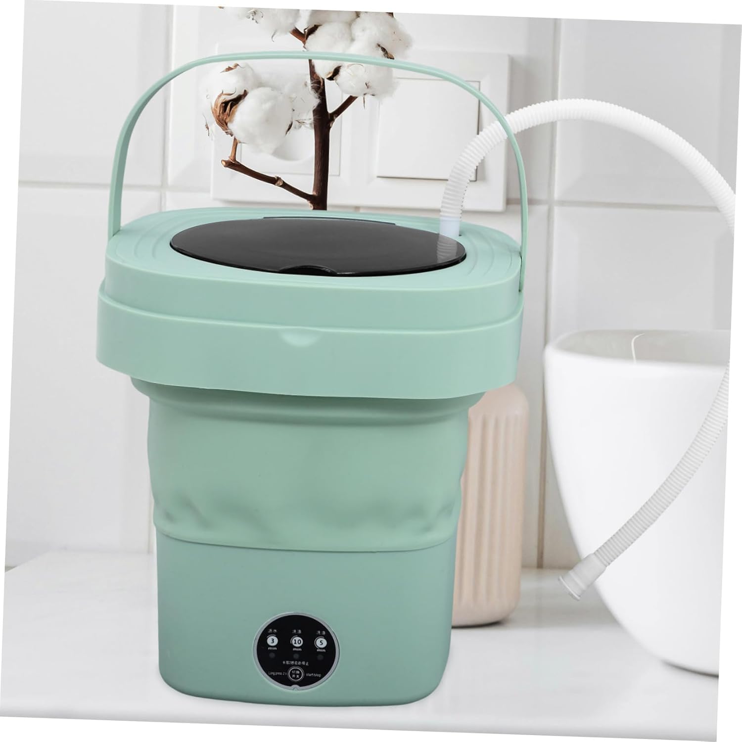 Portable Mini Washing Machine Collapsible Washer Touchscreen Capacity for Travel and Apartments Easy Wash Spin-dry Us Plug