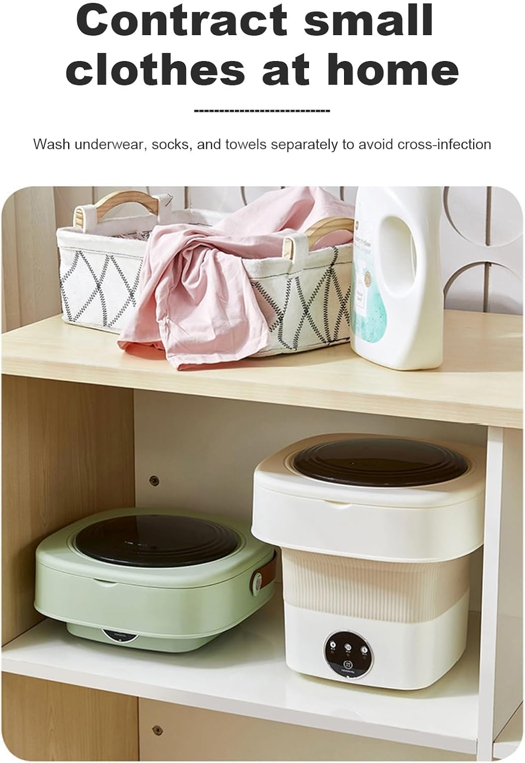 WHYATT Portable Mini Folding Washing Machine, Folding,4.5L Deep Cleaning, Suitable for Apartments, Dormitories, Camping