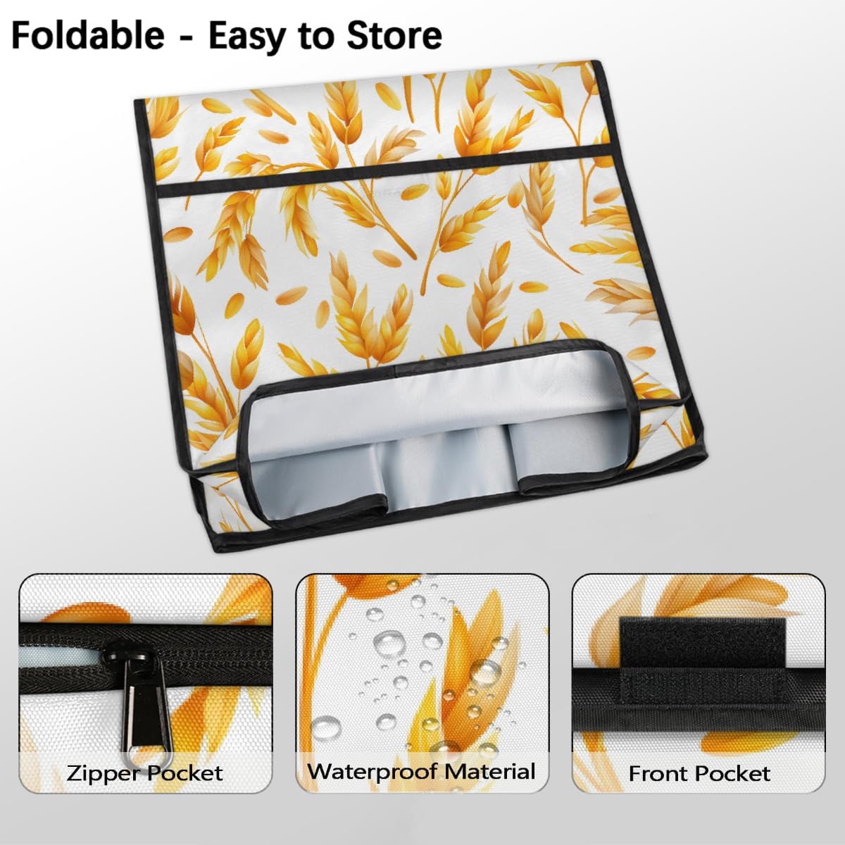 Golden Wheat Kitchen Aid Mixer Cover Compatible with 6-8 Quarts Stand Mixer Covers with Pocket Coffee Maker Dust Covers Kitchen Aid Accessories Blender Cover for Tilt Head Bowl Lift