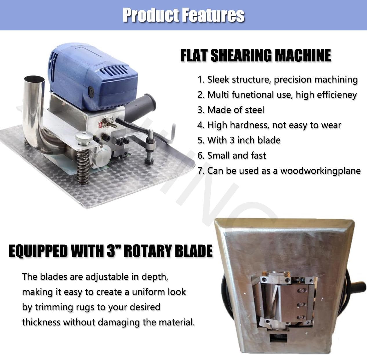 Carpet Flat Shearing Machine, Electric Carpet Cutting Kit, Flexible Movement, Portable for Household, for Cleaning