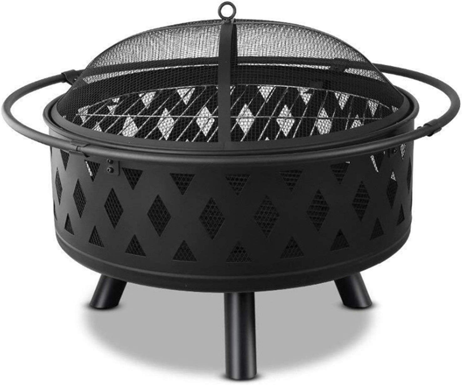 2-in-1 Outdoor Fire Pits Outdoor Fire Tables,29.5in Heavy Duty Fire Pits Outdoor Wood Burning Steel BBQ Grill Fire Pit Bowl