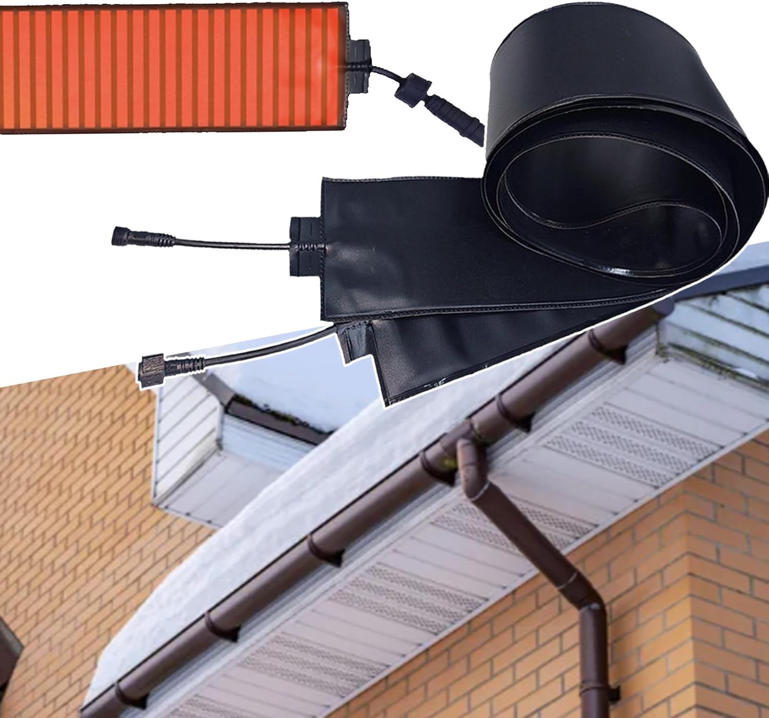 60W/100W/120W Roof Gutter Snow Melting Mat, 12 Cm Width Non-Slip Heated Outdoor Mats, Snow Melting Rubber Snow & Ice Heated Pad, Quick Snow Melting,12cmX360cm-220V