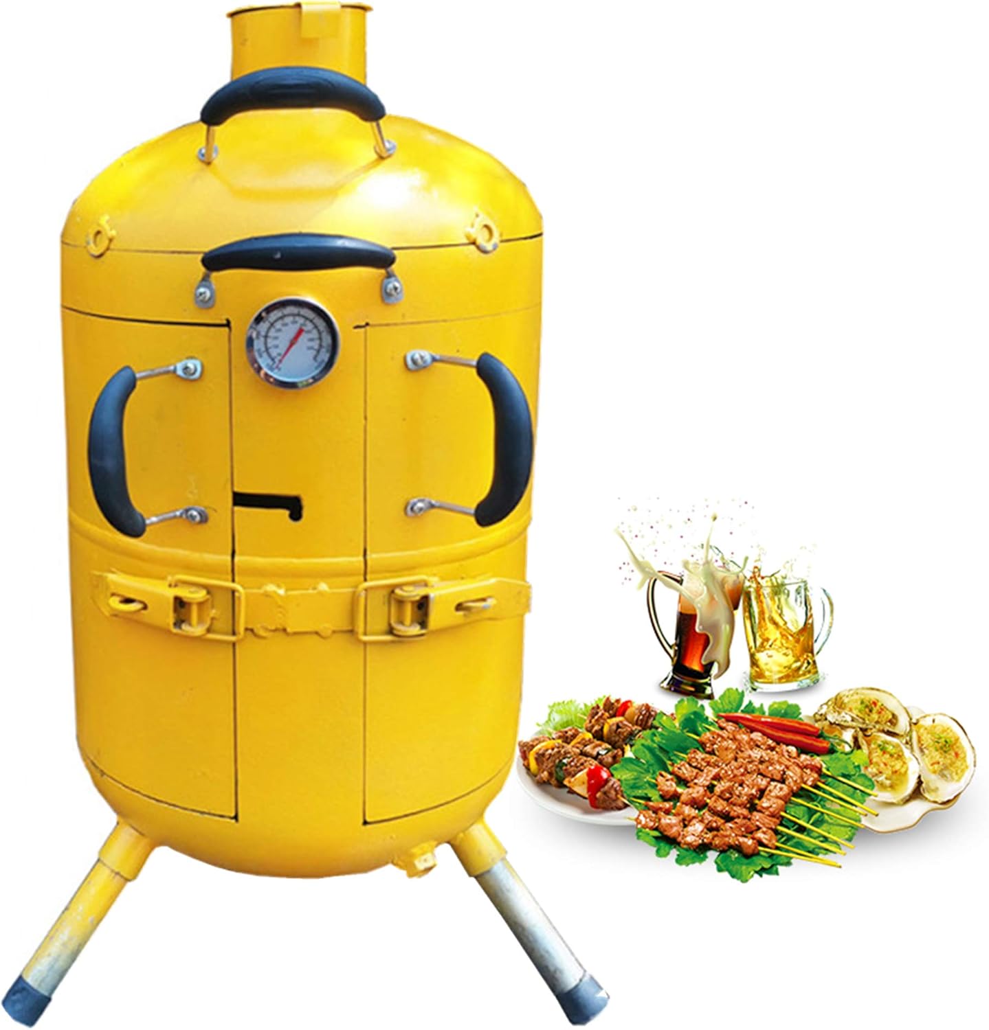 Safety Certification Charcoal Barbecues BBQ Grills Wood Burning Barbecues w/Chimney & Cooking Grates Barbecue Grill for Outdoor Cooking Camping Hiking Picnics Party