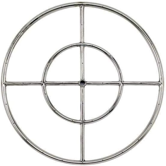 American Fire Glass Round Stainless Steel Fire Pit Burner (SS-FR-24-LP), Propane, 24-Inch
