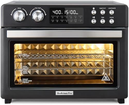 28QT Air Fryer Toaster Oven Combo, Large 12-in-1 Convection Countertop Oven with Next-Gen HeatWave Convection, 3-Layer Cooking, Rotisserie for Chicken, Fits 11