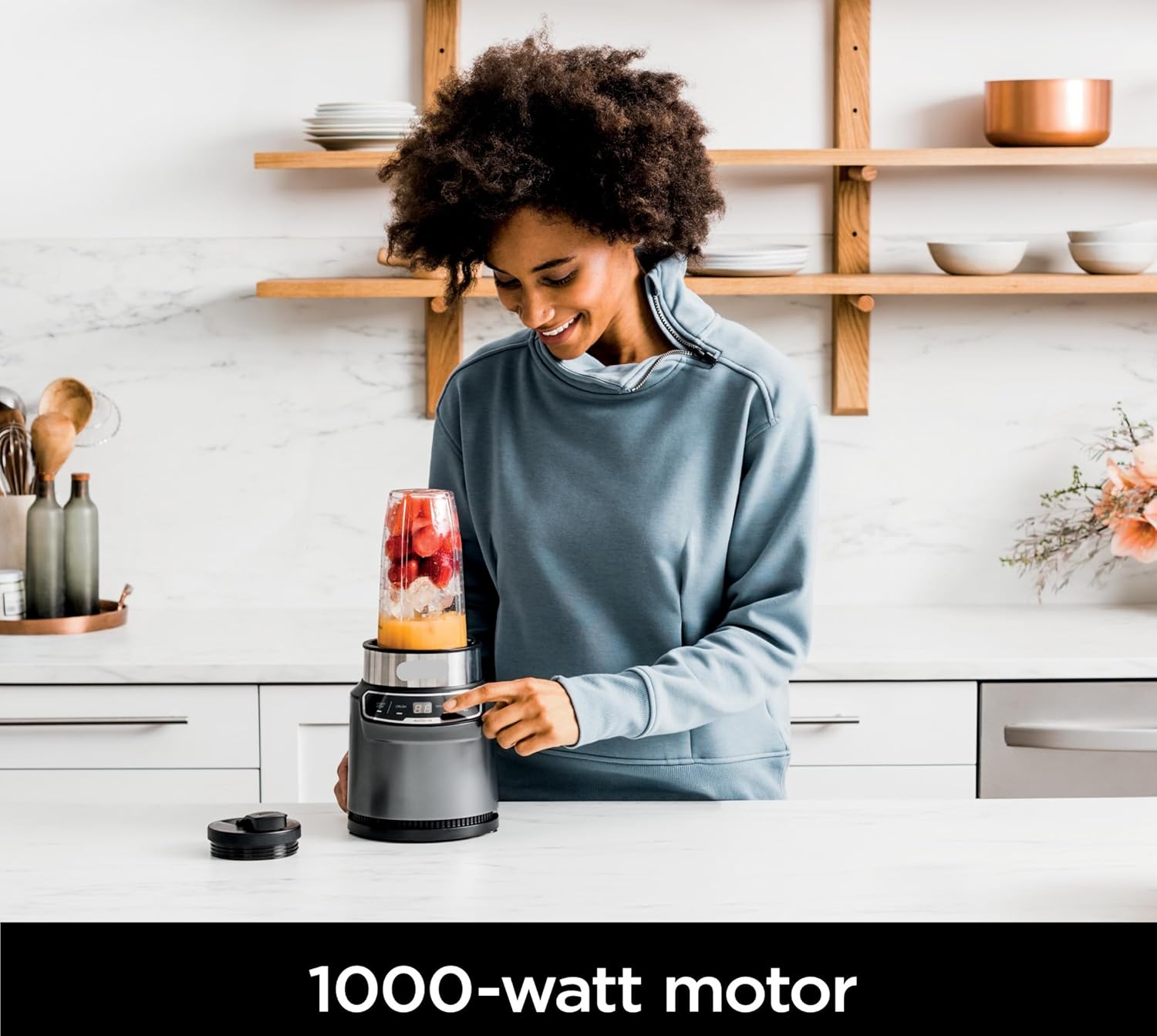 Ninja Nutri-Blender Pro with Auto IQ, 1000 Watts, Personal Blender for Frozen Drinks, Smoothies, Sauces & More, with 18 oz. and 24-oz. To Go Cups (BN4000)