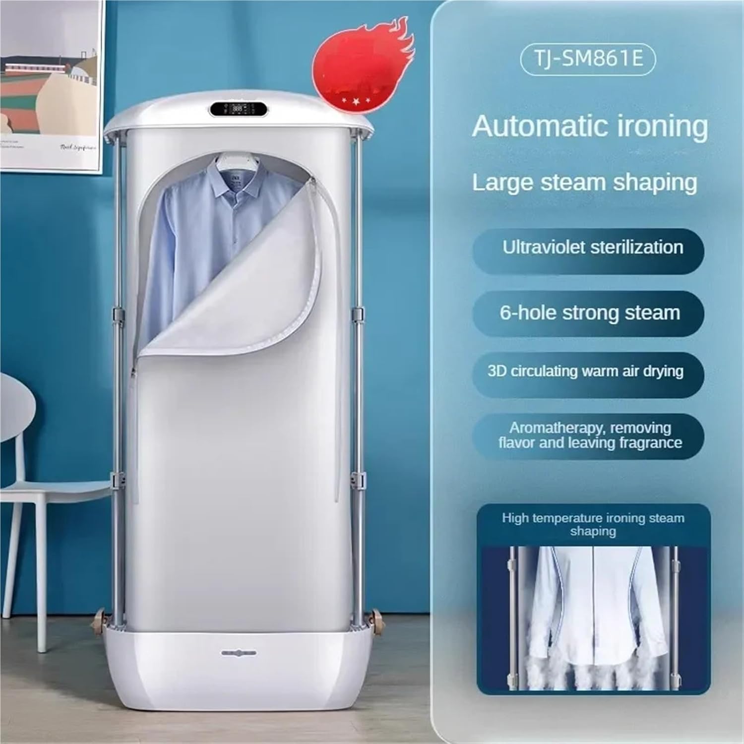 Portable Clothes Dryer, Portable Garment Steamer Foldable Handheld Steam Iron Space Saving,for Travel,Apartment