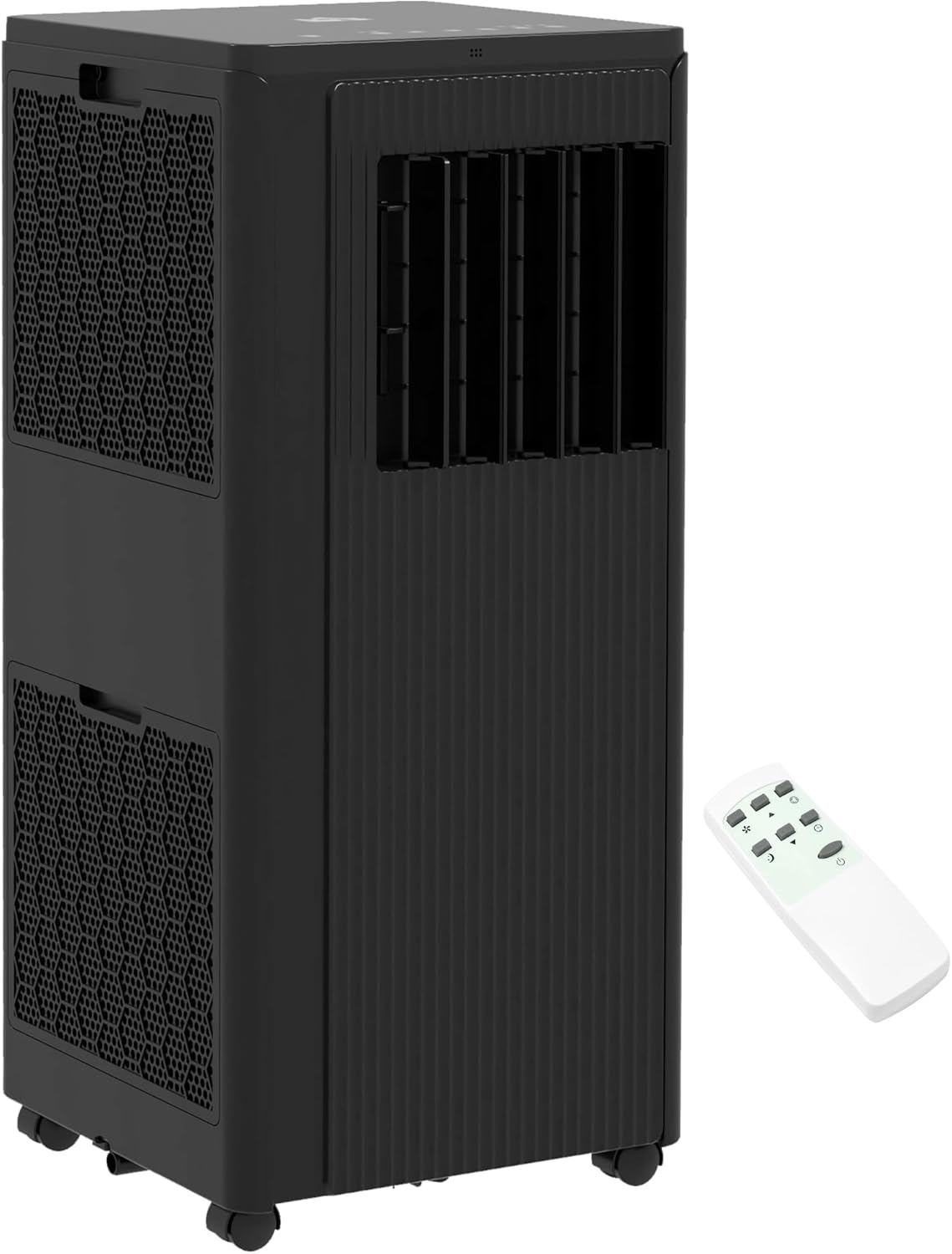 HOMCOM 8000 BTU Smart WiFi Enabled Portable Air Conditioner for Rooms Up to 215 Sq. Ft., 3-in-1 Moible AC Unit with Dehumidifier, Fan, Sleep, App & Remote, 24H Timer, Window Installation Kit, Black