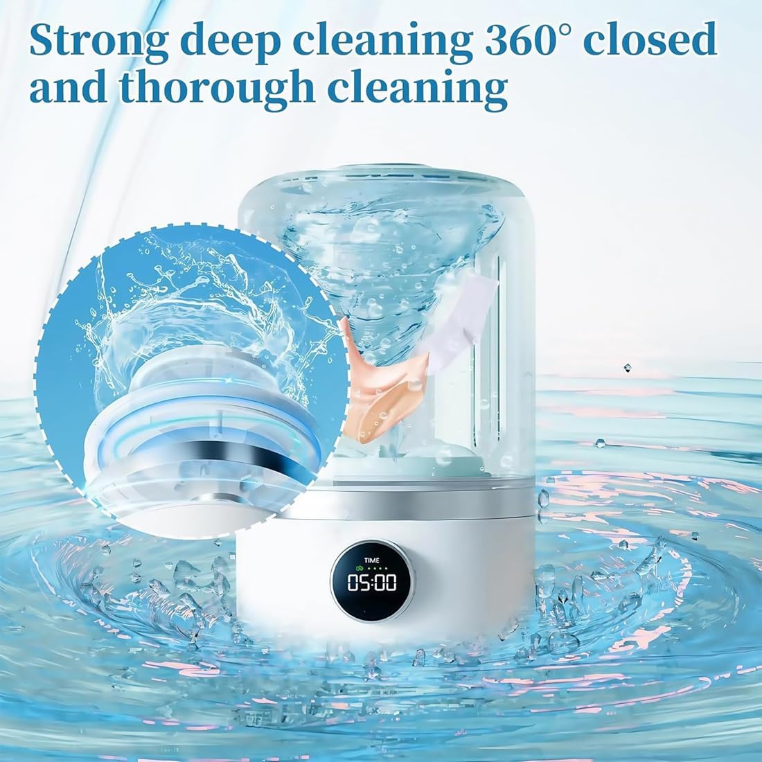 Wireless Underwear Mini Smart Laundry Cup, Rechargeable Underwear Washing Machine, Portable Mini Lavadora Para Ropa Interior for Bra, Socks, Baby Clothes and Camping Rv Travel (White)